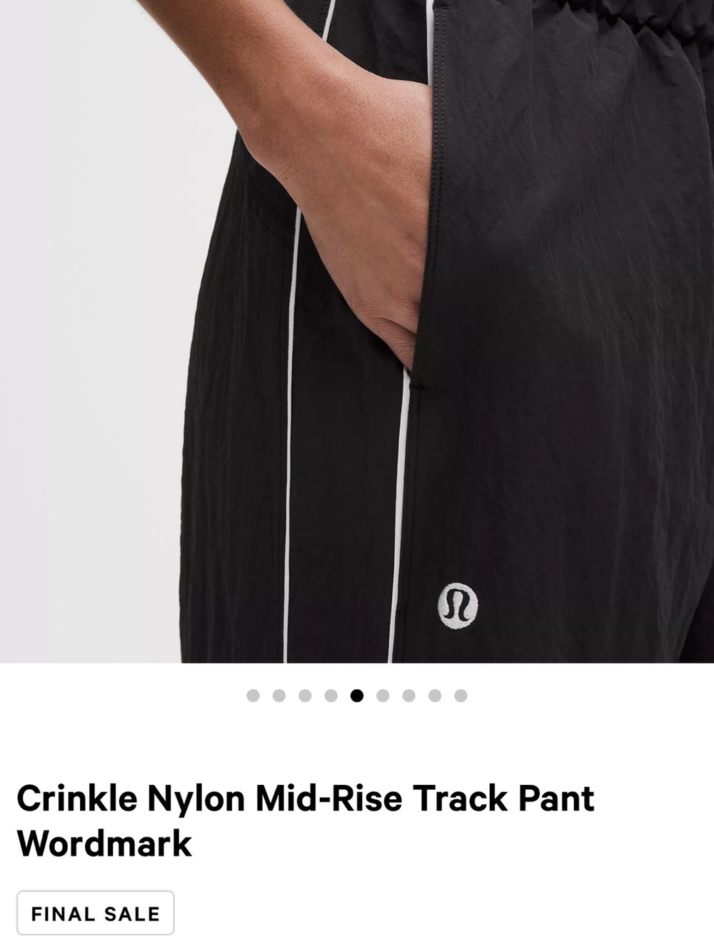Authentic Lululemon Athletica Crinkle Nylon Mid Rise Track Pants - Wordmark - Picture 5 of 9